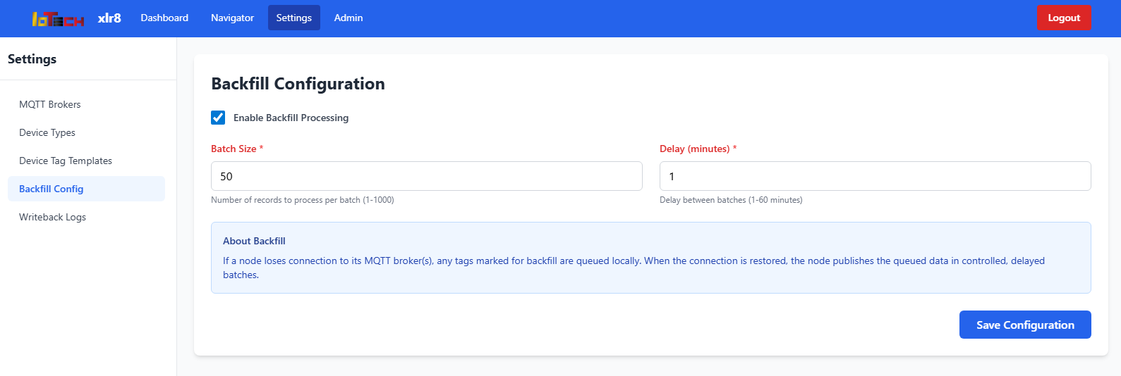 Backfill Configuration